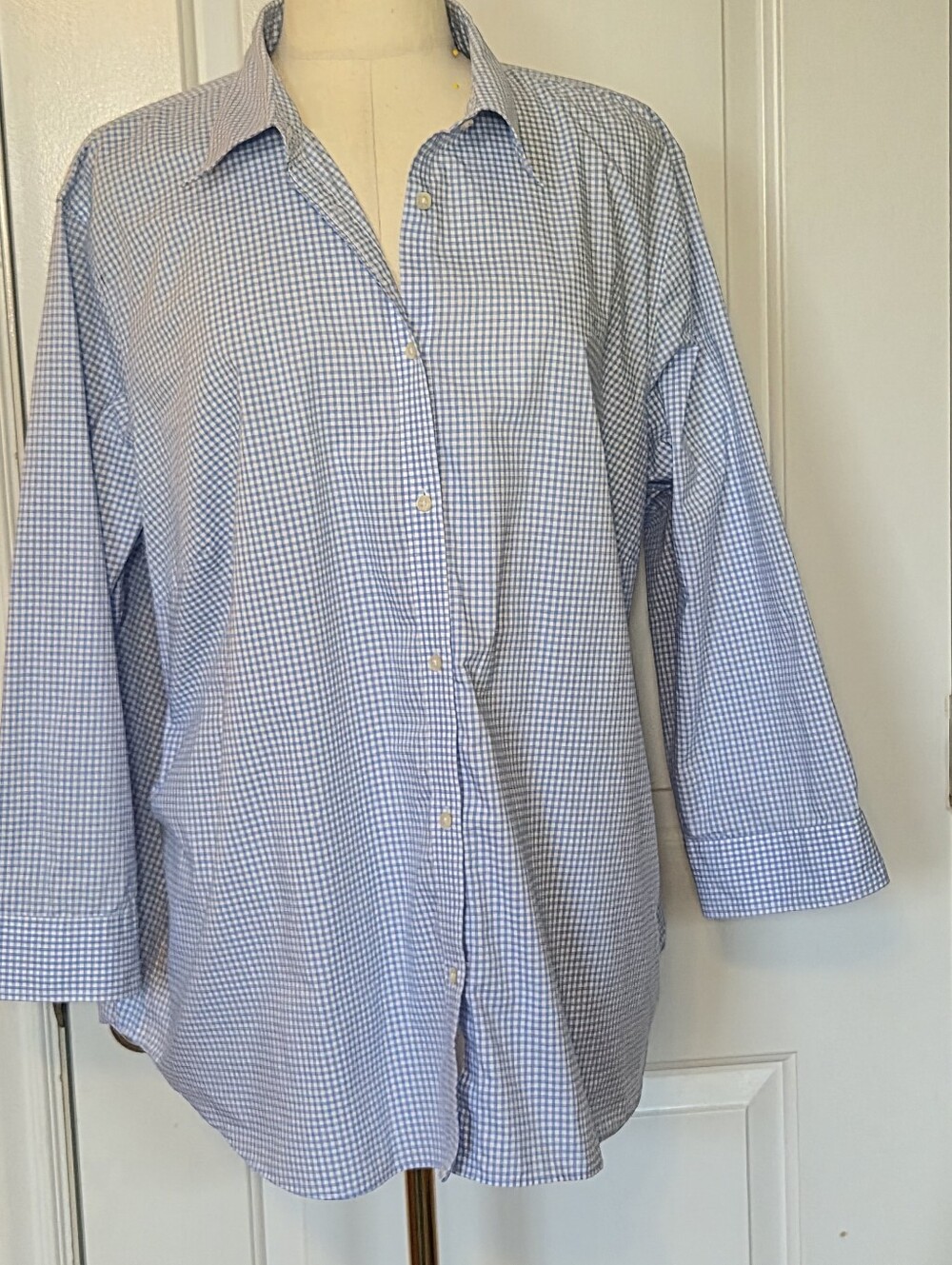 Lauren Ralph Lauren Light Blue Gingham Women's Dress Shirt Size 3x